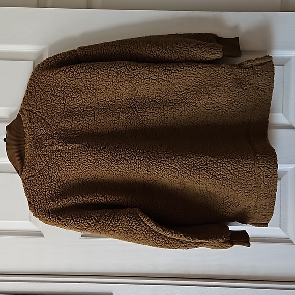 Aerie,NWT,Sherpa Fleece 1/4 Zip Pullover Teddy Sweater Long Sleeve Brown Size XS - Picture 11 of 12